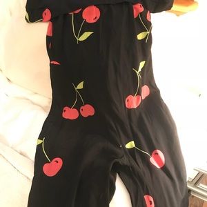 reformation jumpsuit cherry print